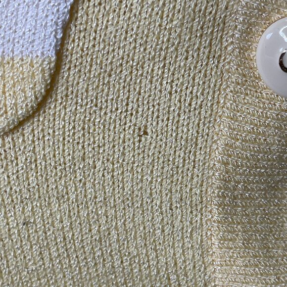 St. John by Marie Gray Women's Yellow Knit Button Down Striped Cardigan 14 - Picture 9 of 11